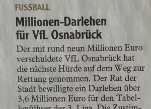 Millionen Darlehen für VfL Osnabrück